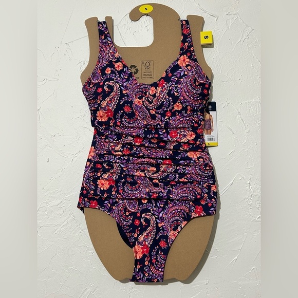 NWT Lands' End Women's Purple Paisley One Piece Swimsuit Sz Small - Picture 3 of 8